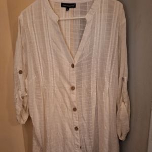 Womens tunic length sheer blouse